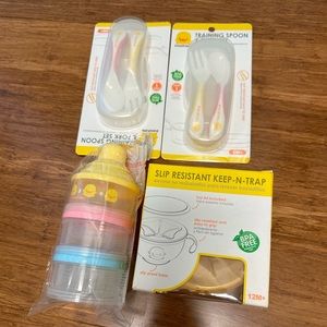 Piyo Piyo Spoon Fork Silicone Snack Cup Food Container and Formula Dispe…